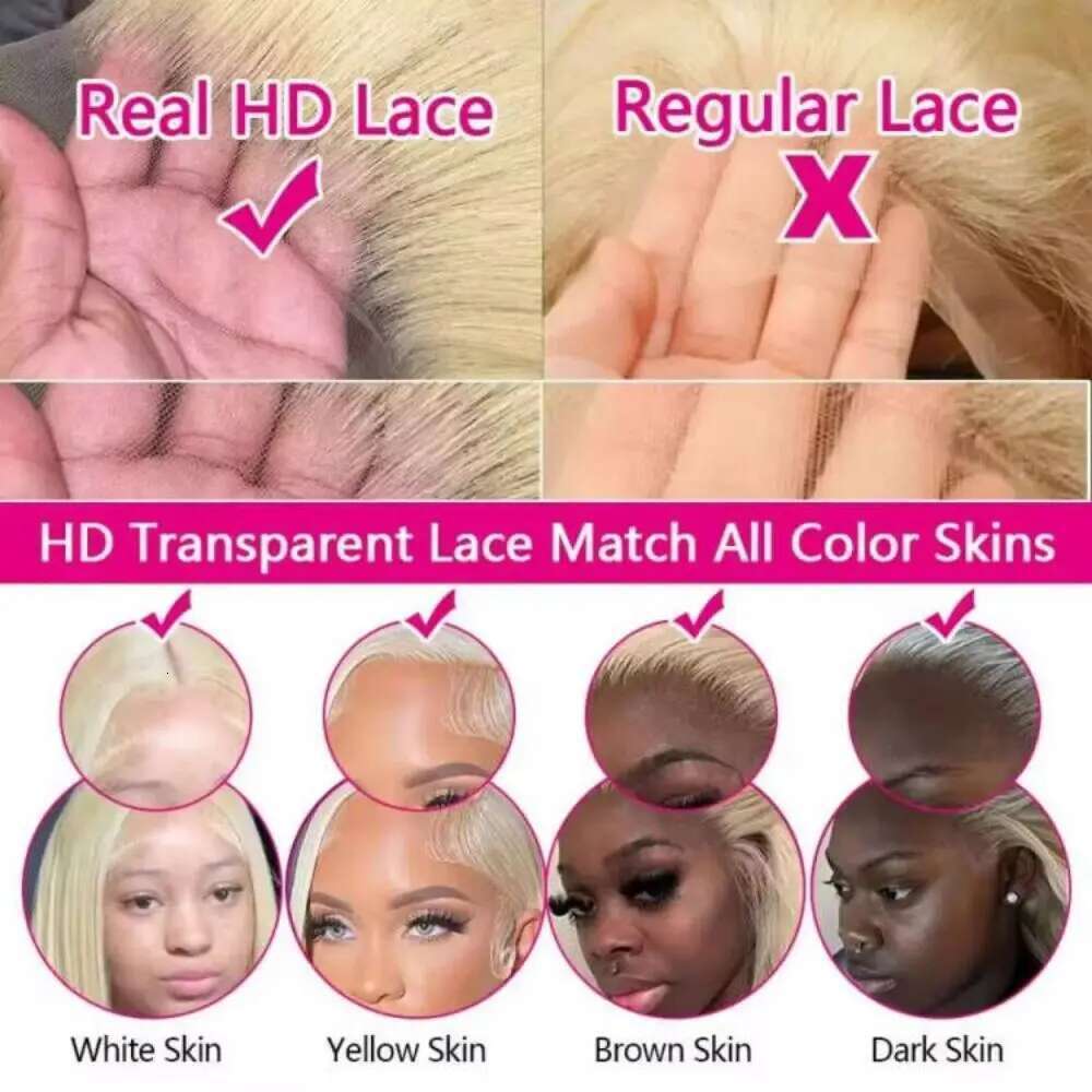 Blonde Body Wave Lace Front Wig HD Transparent 13X4 13X6 Human Hair 613 Pre Plucked Full Frontal Wigs 200% 40 46 Inch