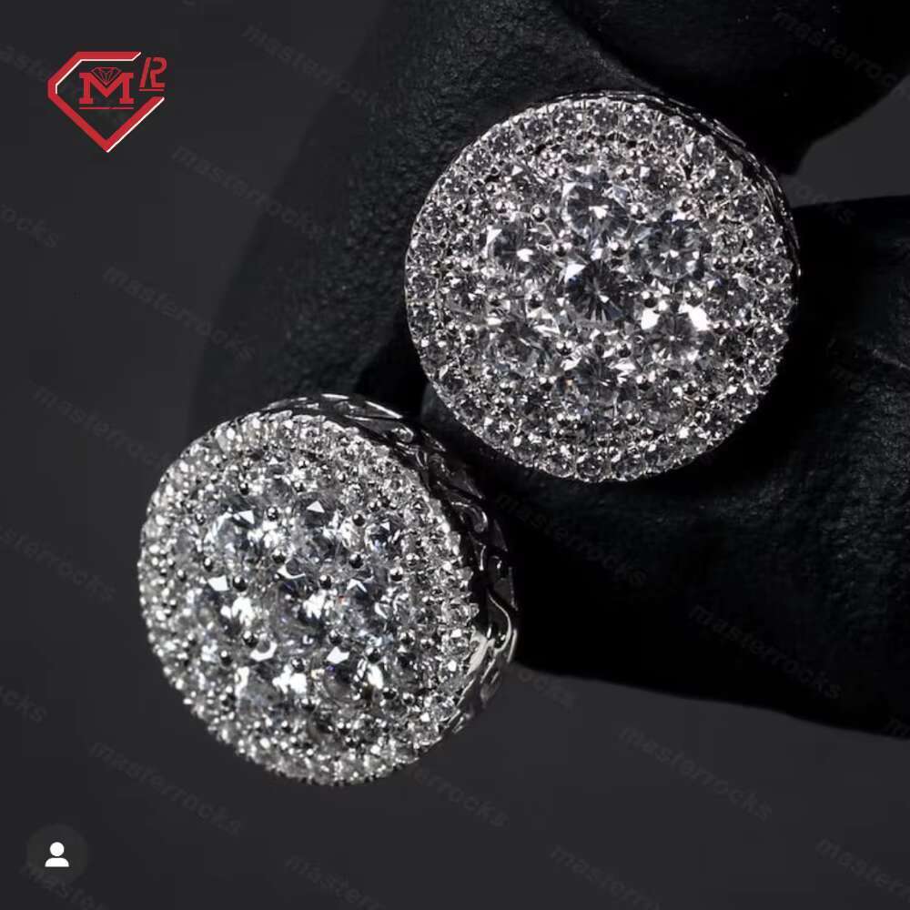 Men's round with screw back for daily wear, sier V vs silica earrings