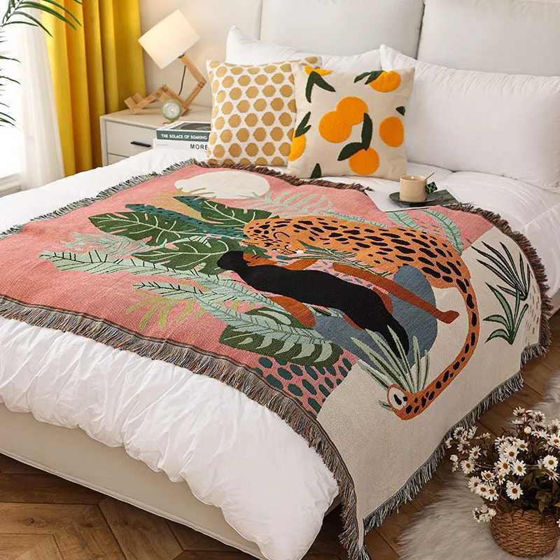 High Quality Women Leopard Throw Blanket Multifunction Beach Sofa Covers Cobertor Tassel Dust Cover Air Conditioning Blankets For Bed deken T250515