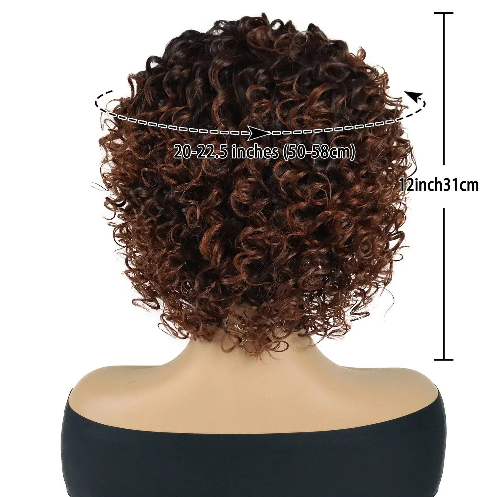 GNIMEGIL Synthetic Curly Wigs for Women Short Brown Ombre Wig with Side Bangs Natural Haircuts for Daily Use Replacement Wigs 250512