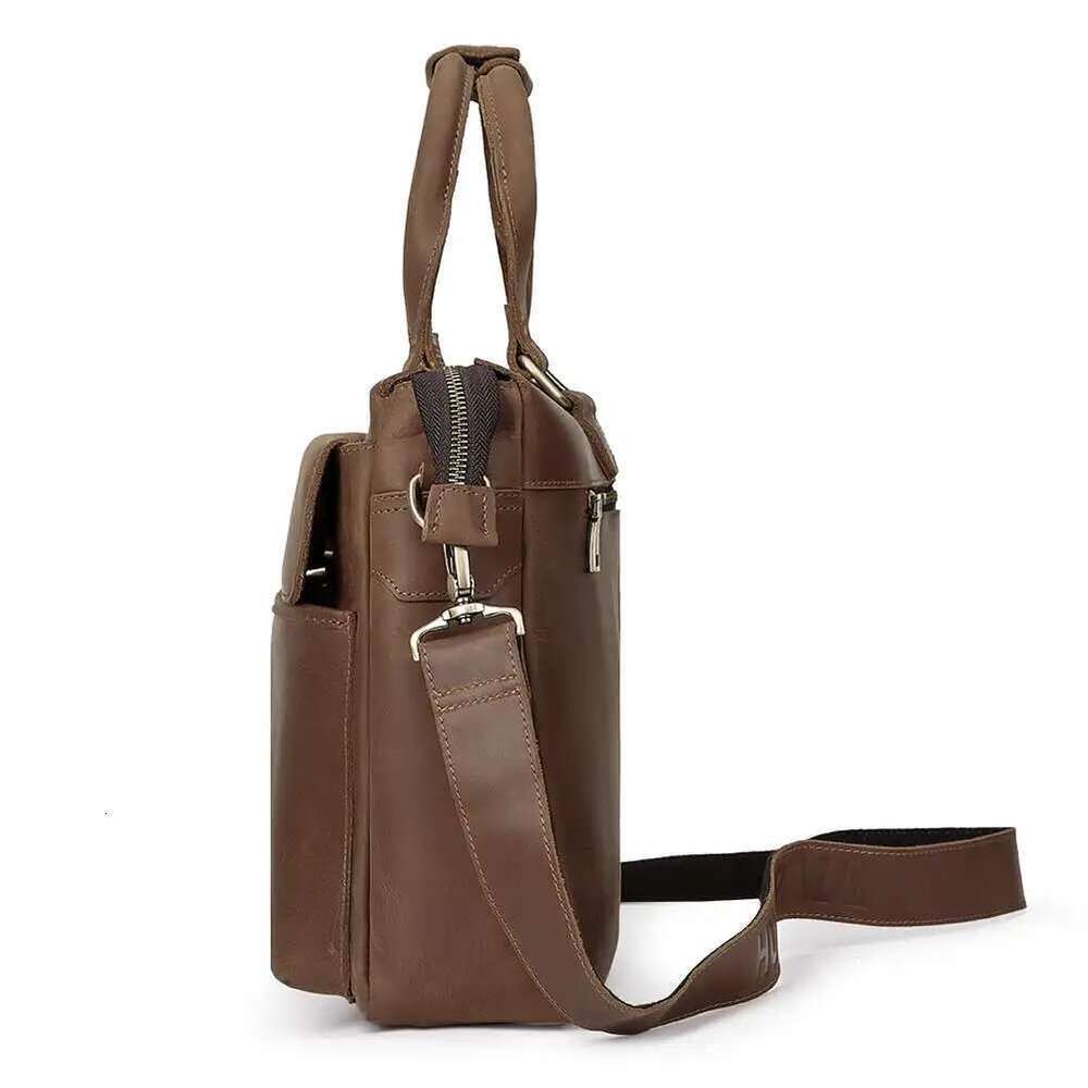 Men's Briefcase 16.5" Laptop Bags Work Business Handbags Genuine Leather Casual Male Travel Side Crossbody Shoulder Bag