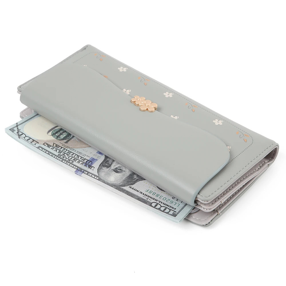 Womens long wallet Korean PU printed zipper buckle folding clutch bag multi-card fashion everything street preppy stude 250514