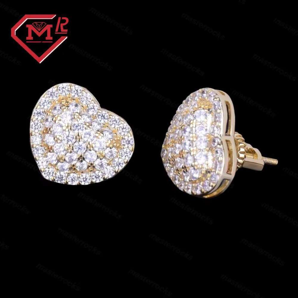Heart shaped cute D-color daily earrings, ladies' pure sier silica earrings