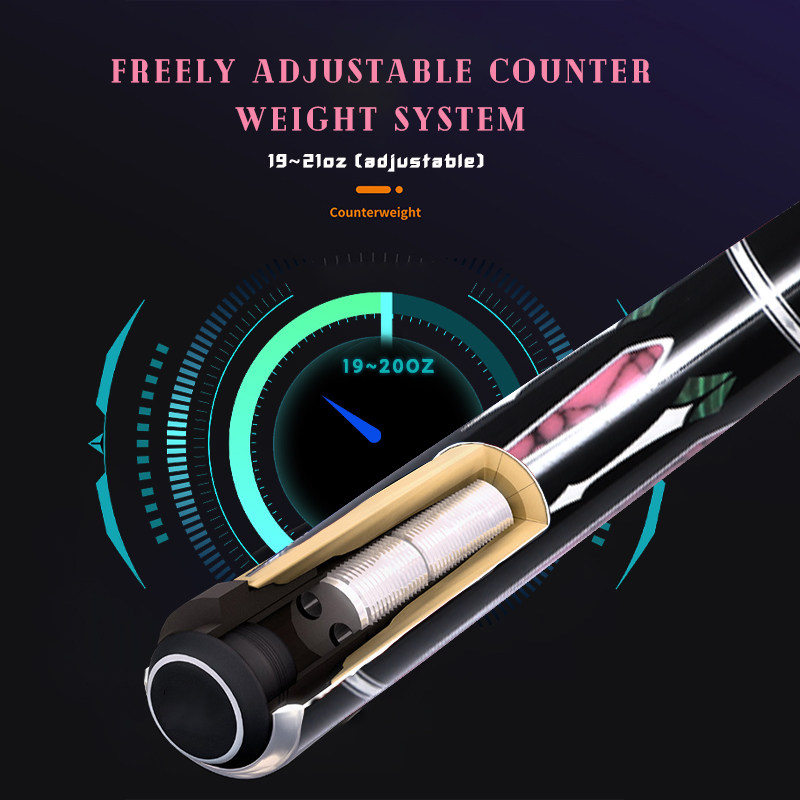 OKHEALING Carbon Fiber Pool Cue Stick, 12.9mm Tip Soft Grip Billiard Cue, Weight Adjustable 19-21OZ Cue Stick, 58in, Uni-loc Joint; Pool Table Stick