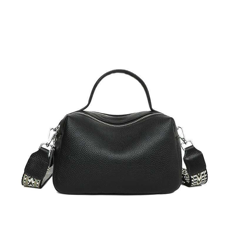 2024 Fashion Crossbody Women's Genuine Leather Simple High Quality Tote Bag Vintage Boston Handbag Female Shoulder Bags