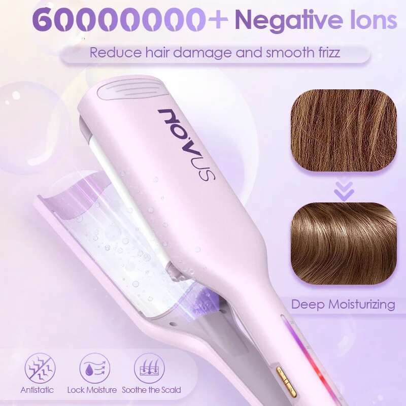 NOVUS 32mm iron anti-scalding 6000W negative ion curling head 30 seconds fast heating Christmas gift