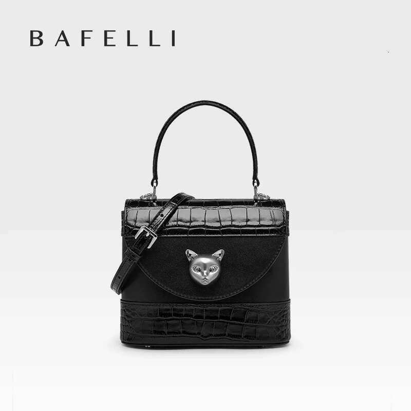 BAFELLI HANDBAG 2025 Women's NEW CROSSBODY LEATHER PURSE EVENING BAG CROCODILE GRAIN DESIGNER BUCKET CAT BRAND FASHION
