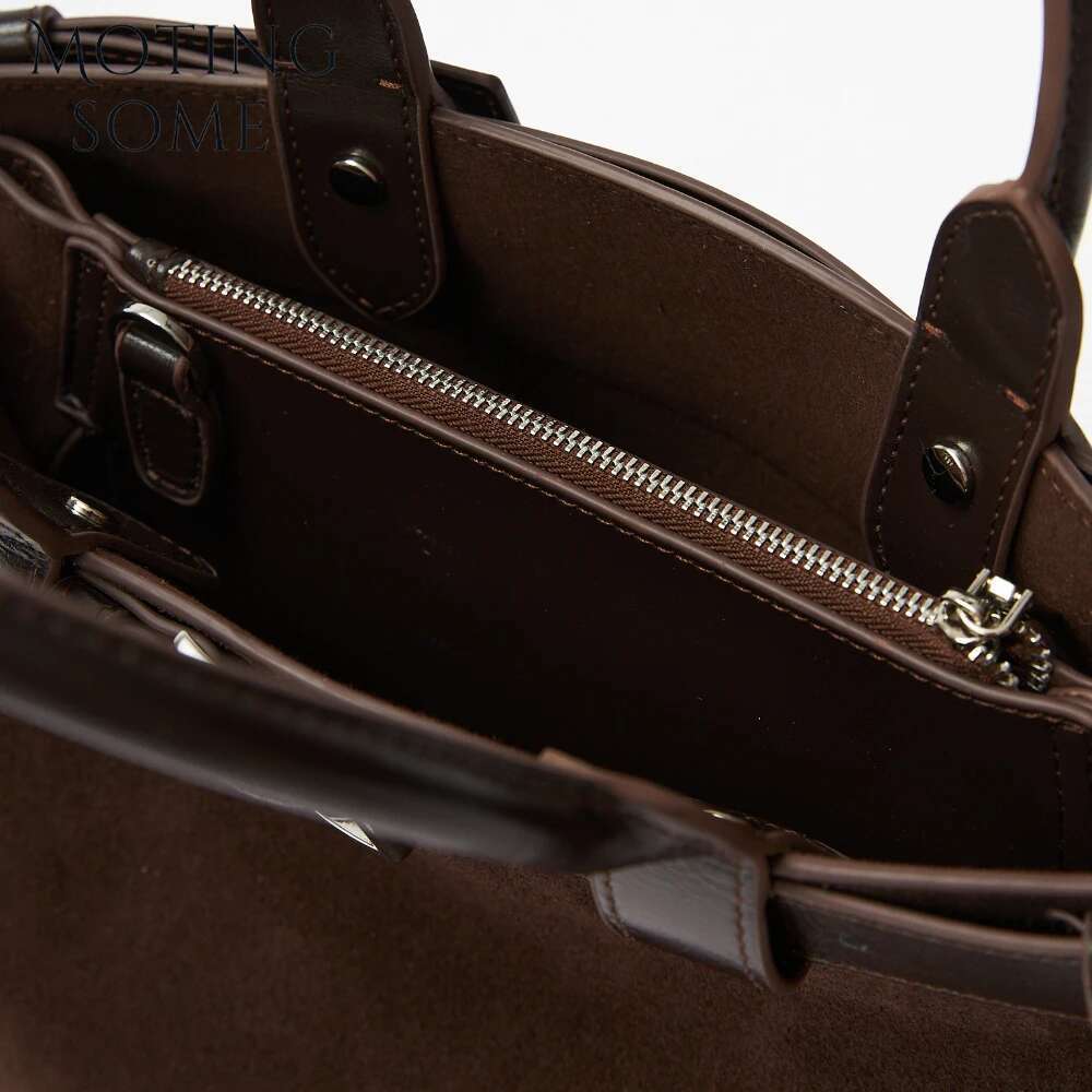Motingsome Warm Winter Bags Woman Fashionable Handbag Natural Suede Genuine Leather Shoulder Purse Daily Bag 2025 New
