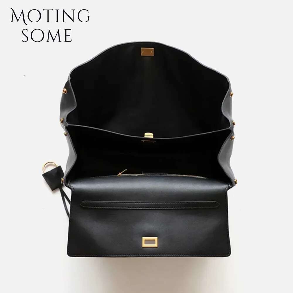 Motingsome Rodeo Buckle Woman Designer Bags Cow Leather Handbag Fashion Lady Pouch Retro Underarm Purses Tote New