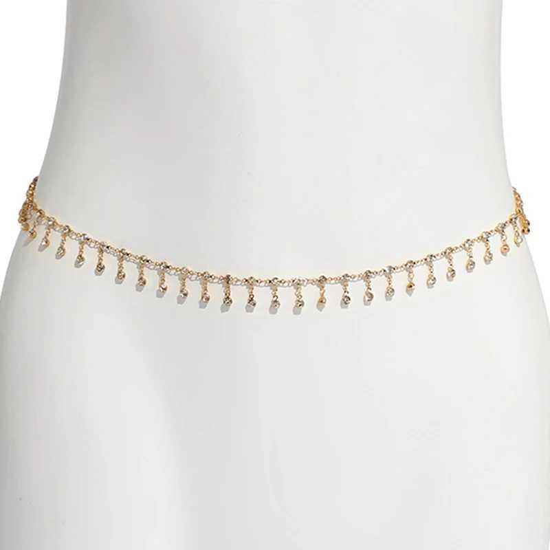 New Fashion Punk Rhinestone Tassel Belly Chains for Waist Women Luxury Shine Sexy Body Chain Y2K Jewelry Minimalism Accessories Y250515