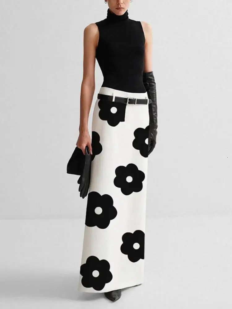 Missuoo Korean Fashion Skirt for Urban Women Floral Printed High Waist Slim Fit Hline Skirts Summer Elegant 250515