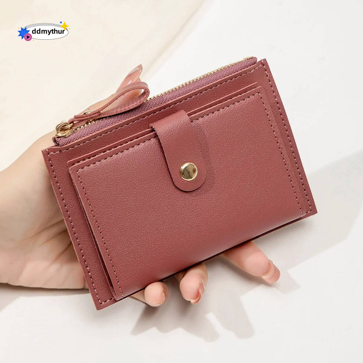 Minimalist and fashionable short bag, ultra-thin mini PU leather zero wallet, women's credit card holder wallet ddmythur
