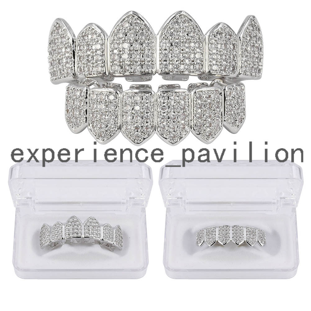 Custom Bling Hip Hop Jewelry moissanite Diamond Dental Gills Top and Bottom Set 18k Gold Teeth Grillz