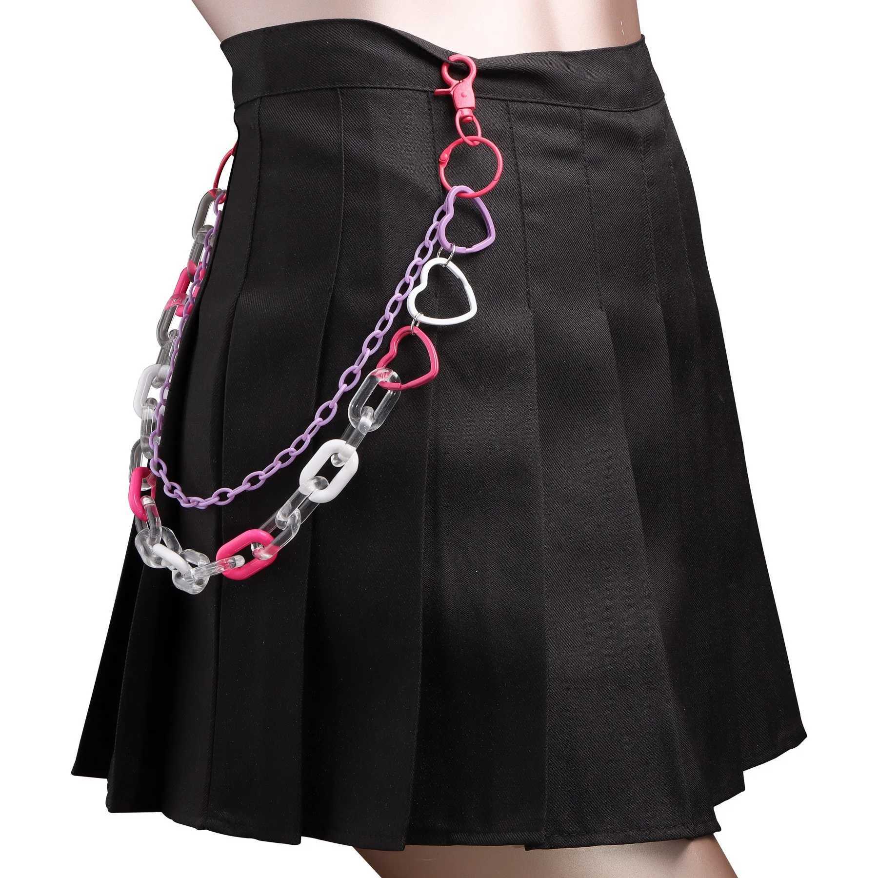 Doulbe Layered Pink Color Strawberry Resin Chain Keychains Women Girls Hip Hop Waist Chain Pants Trousers Chain Bohemian Jewelry Y250515