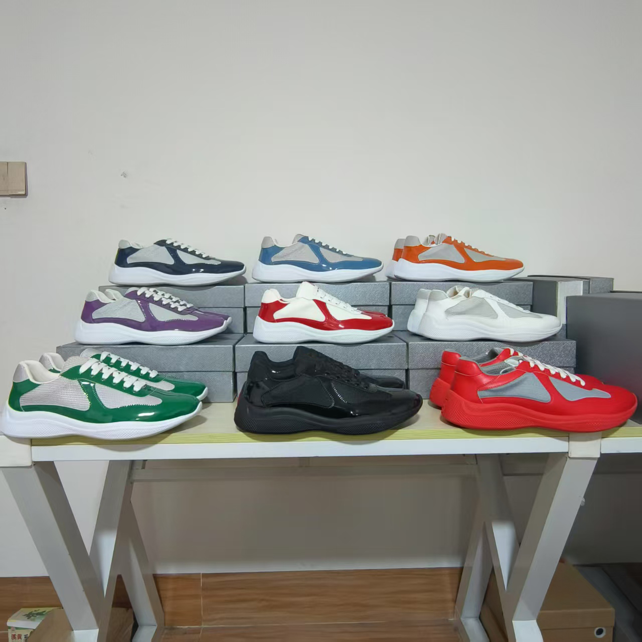 Mens Patent Leather Sneakers Breathable Mesh Trainers Womens Low Top Comfortable Running Shoes Pink Purple Black White Blue Eu 35-47