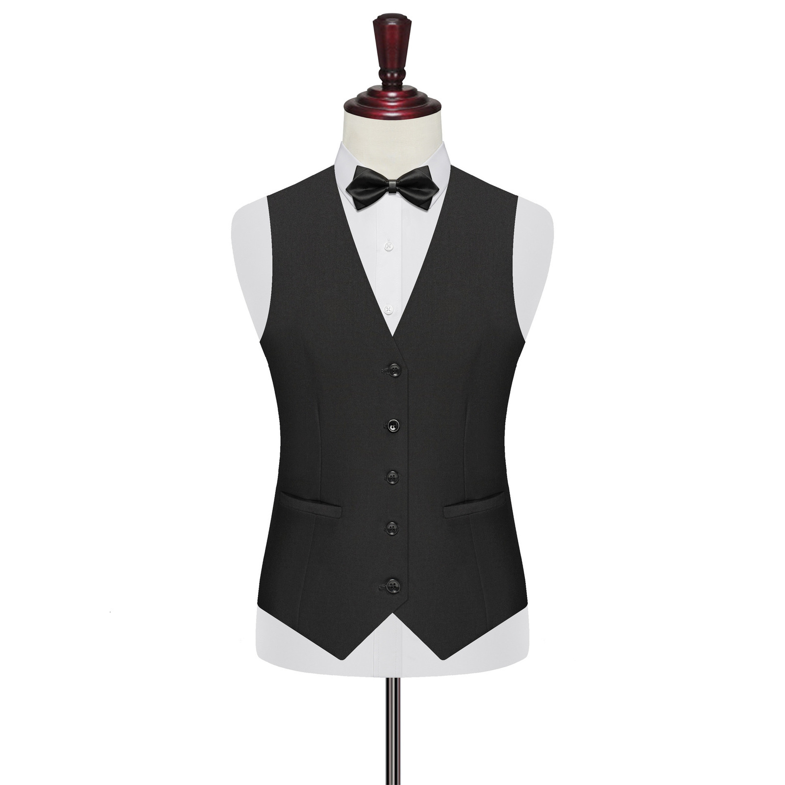 Black Men Vest for Wedding Groom One Piece Slim Fit Suit Waistcoat Solid Color Male Fashion Coat 240615