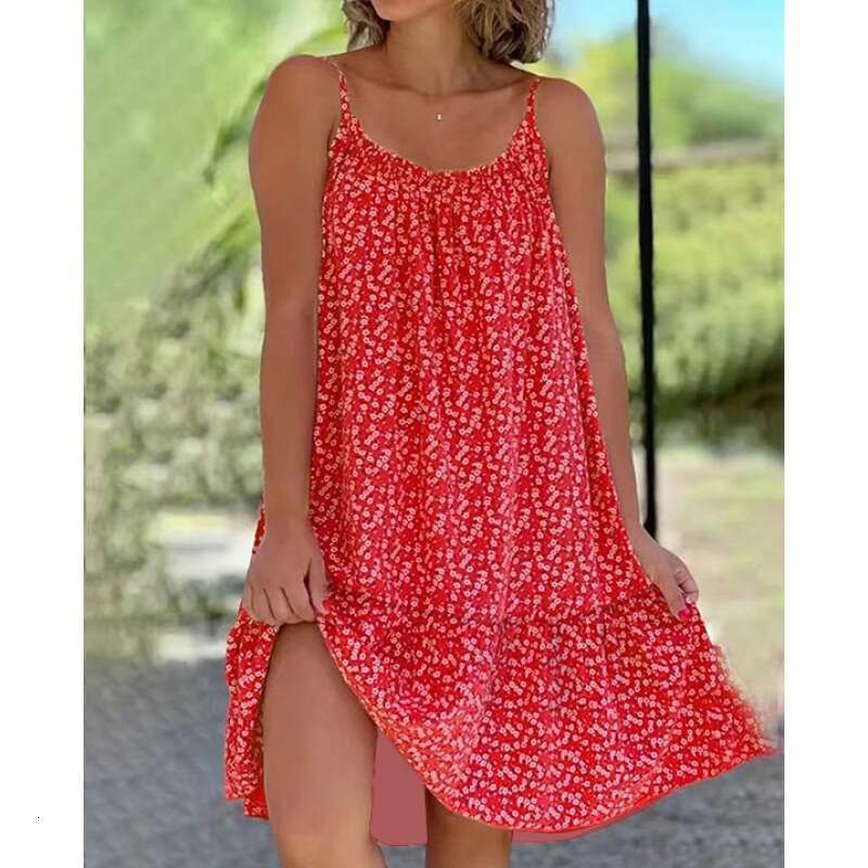 Summer Dress Bodysuit Vestidos Elegantes Floral Dress Maxi Dress for Women June S-5XL2025 New Large Hem Floral Camisole Oversized Dress