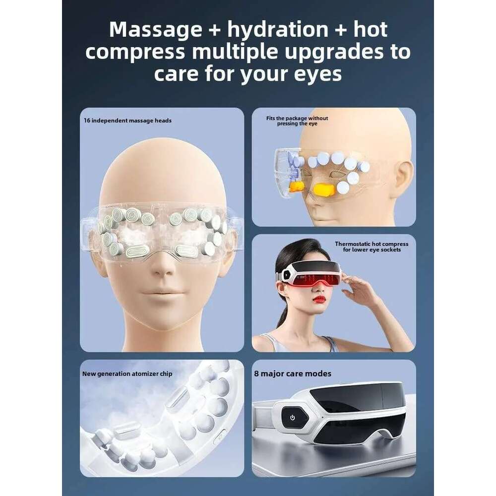 XINDU 16 Massage Points High-quality Steam Atomization Massager Relaxing Hot Compress Eye Mask Upgrade Bluetooth