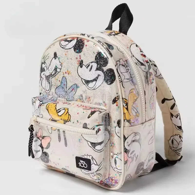 Disney 2024 New Cartoon Mickey Transparent Childrens Bag Girls Co-branded Printed Mini Fashion Backpack Student Cute School BagXJ250515
