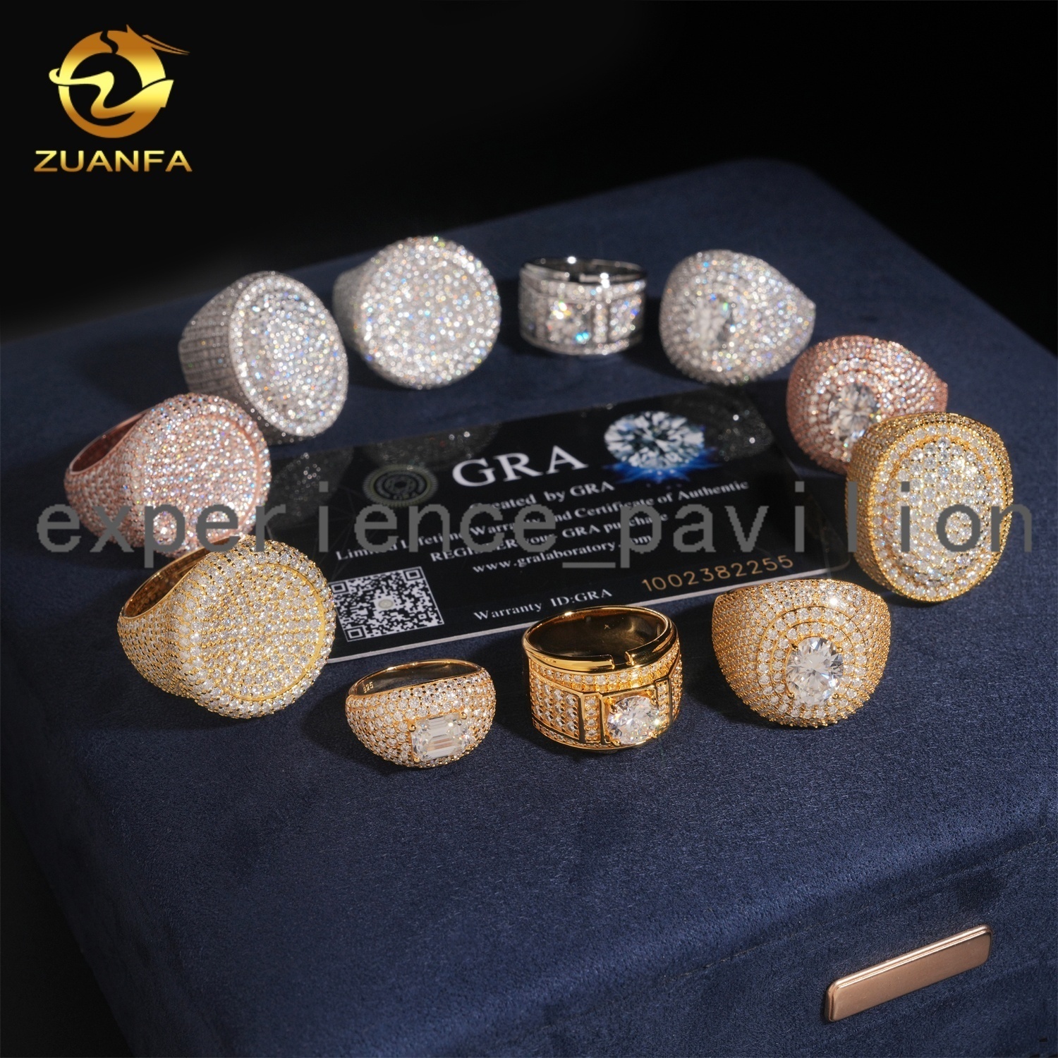 Ready to Ship Iced Out Moissanite Hip Hop Ring for Men Fully Iced 925 Sterling Silver Men Diamond Ring Pass Tester
