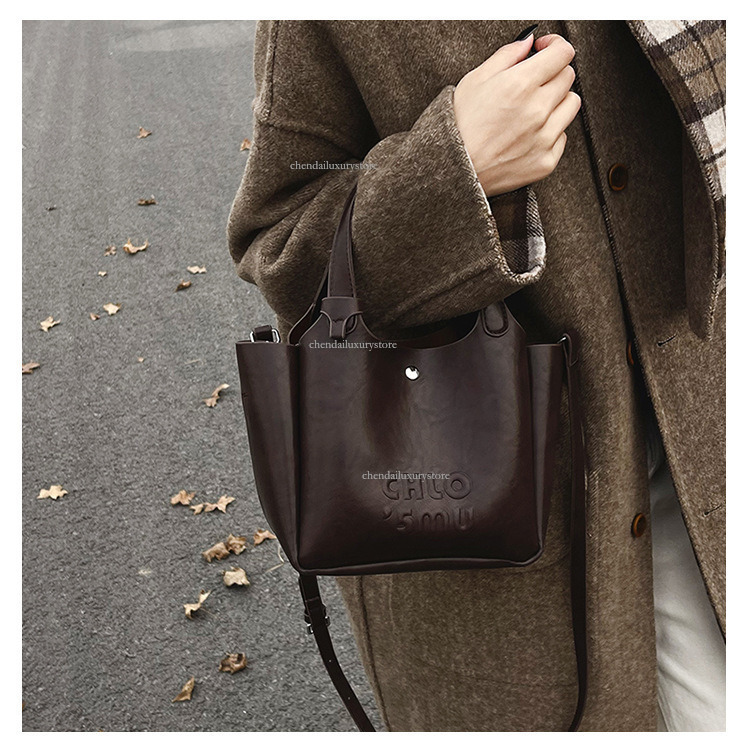 Designer Bag, Free Shipping, Women's Soft Leather Simple Handbag, Multifunctional, Portable, Large Capacity Bucket Bag, Fashionable And Versatile