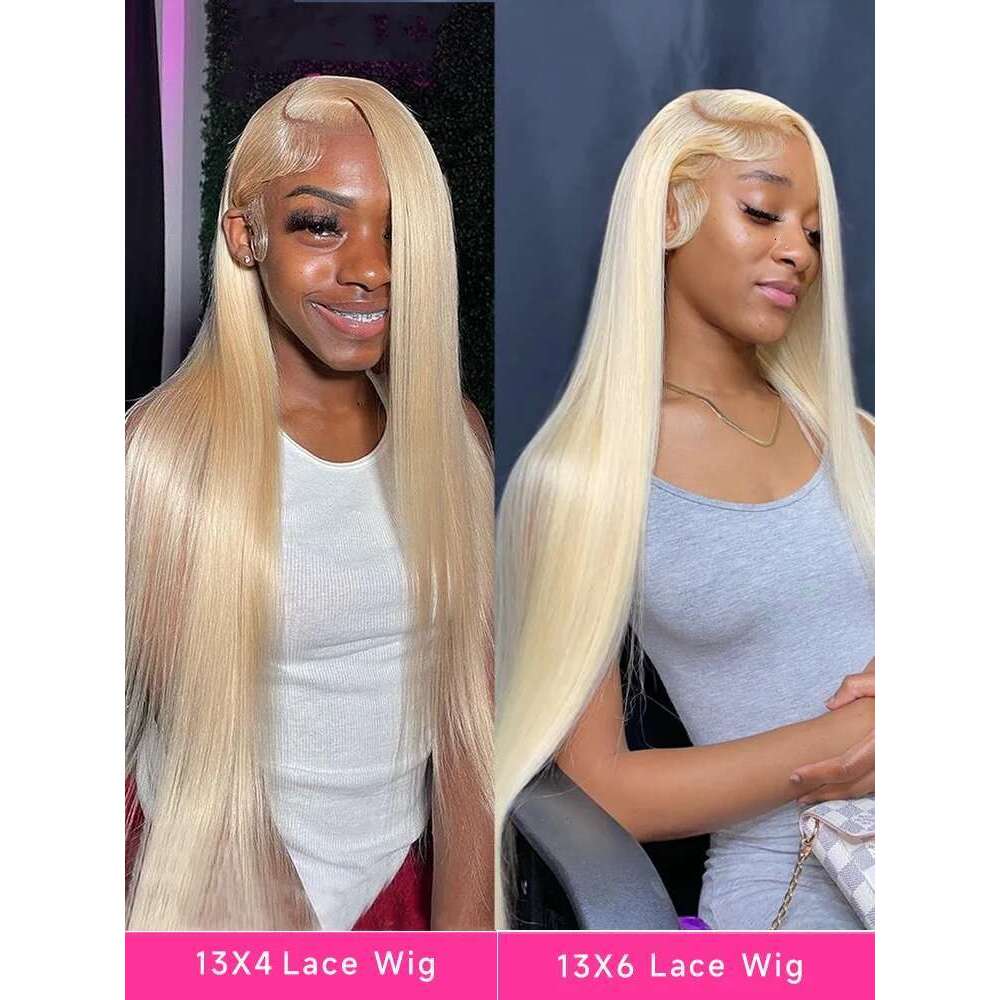 Hd Transparent 613 Blonde 13X4 13X6 360 Front Human Hair Pre Plucked Bone Straight Lace Frontal Wig 180 210 250 Density