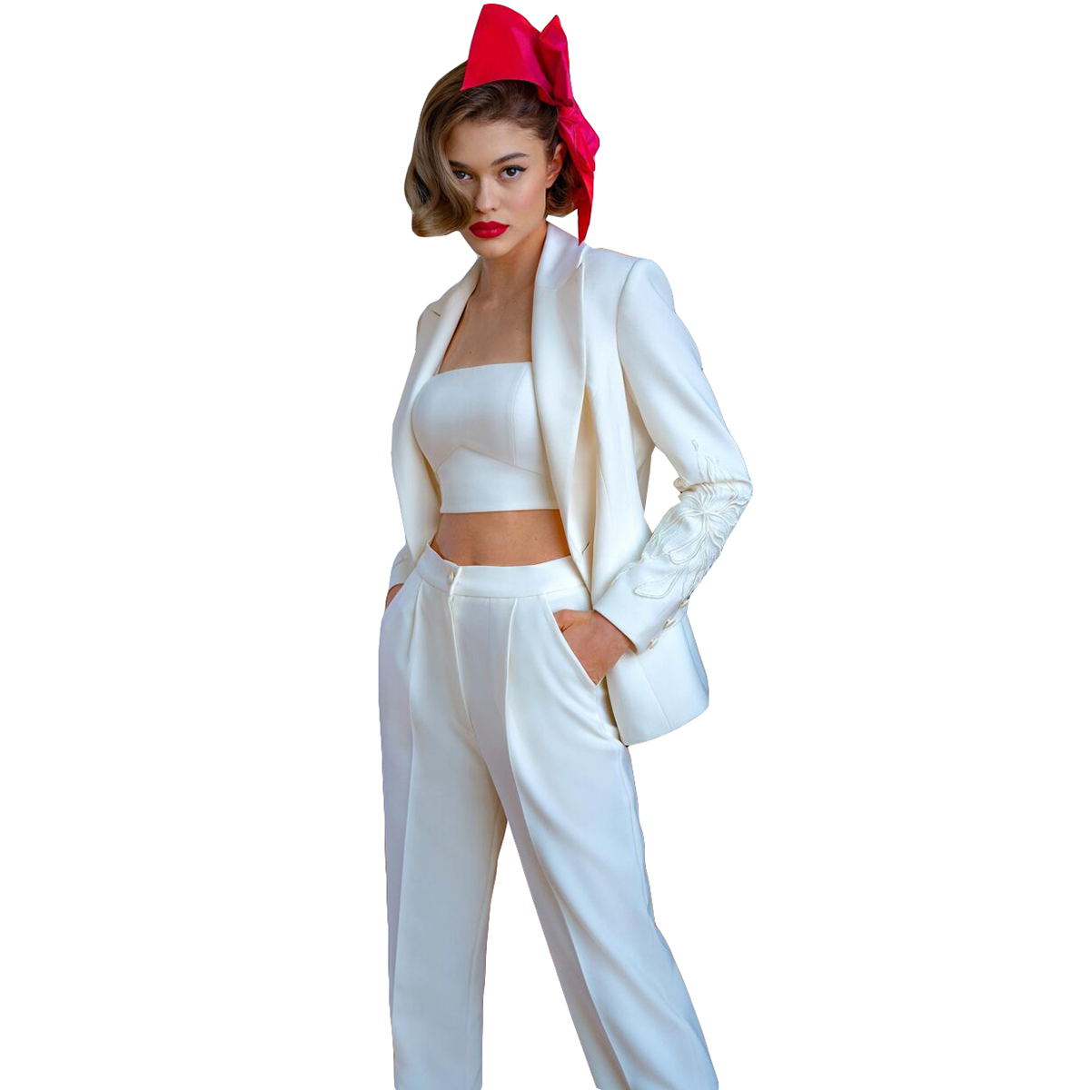 Women's Suit Prom Dresses Elegant Jacket Pants For Female Set 3 Pieces Long Sleeves Evening Party Suits Customized