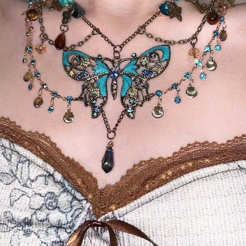 Butterfly Pendant Tassels Waist Jewelry Dainty Butterfly Pendant Multilayer Waist Chain Elegant Beaded Body Chain Y250515