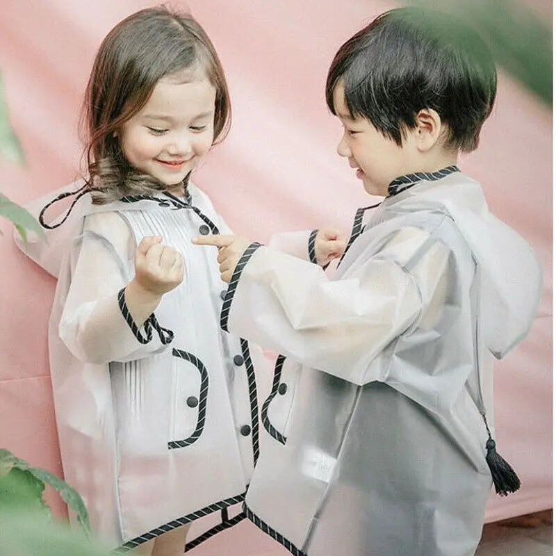 Kids Raincoat Waterproof Rain Poncho Clear Transparent Children kindergarten school Student Rainsuit Protective Poncho Covers 250515