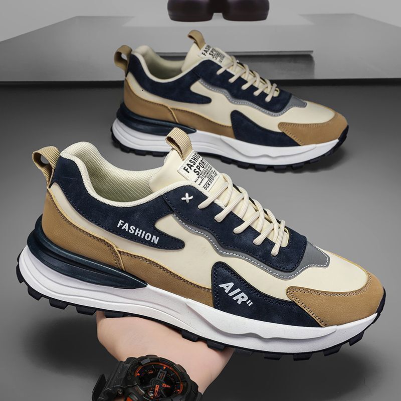 Brand Men's 2025 New Spring Leather Face Work Safety Running Sports Dad Shoes