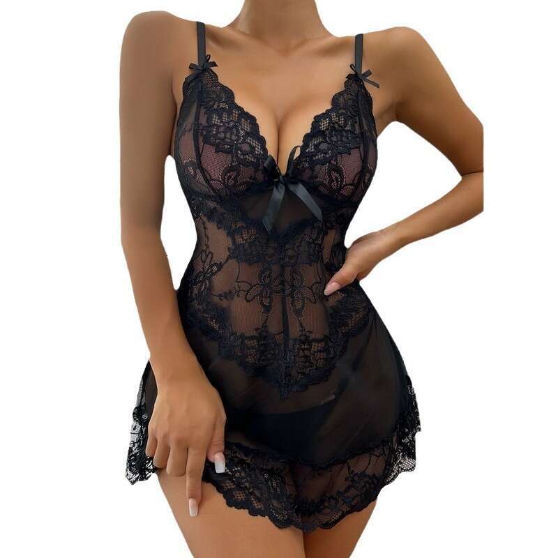 Patent Leather Sexy Lingerie New Perspective Sexy And Fun Underwear Large Size Mesh Lace Temptation Pajamas KQ