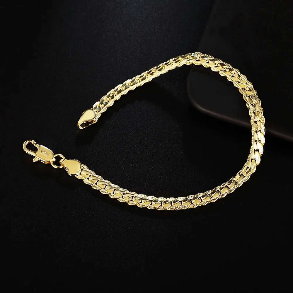 Sterling Sier Gold 6Mm Chain Bracelets Neckalce For Women Men Fashion Party Wedding Jewelry Sets Gifts