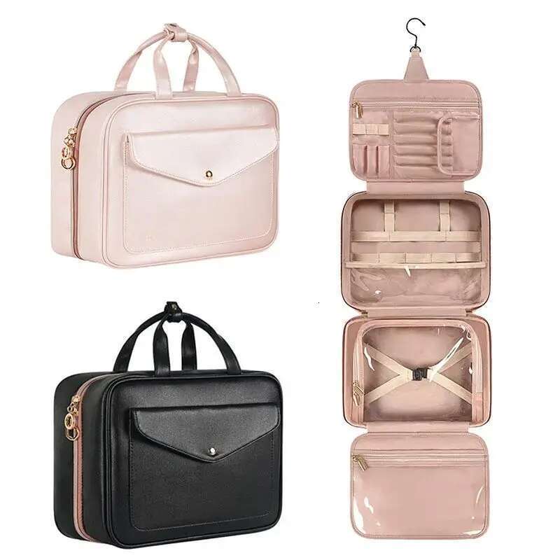 Large Capacity PU Leather Makeup Travel Tote Waterproof Toiletries Storage Bags Ladies Cosmetic Bag Organizer