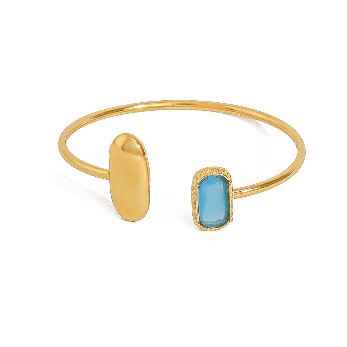 Gold Retro Color AAA Zircon Stainless Steel Bracelet for Women Simple Geometric Opening Bracelet