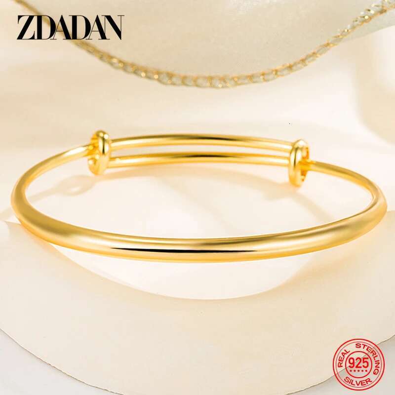 ZDADAN Sterling Sier Gold Adjustable Bracelet Bangle For Women Fashion Jewelry