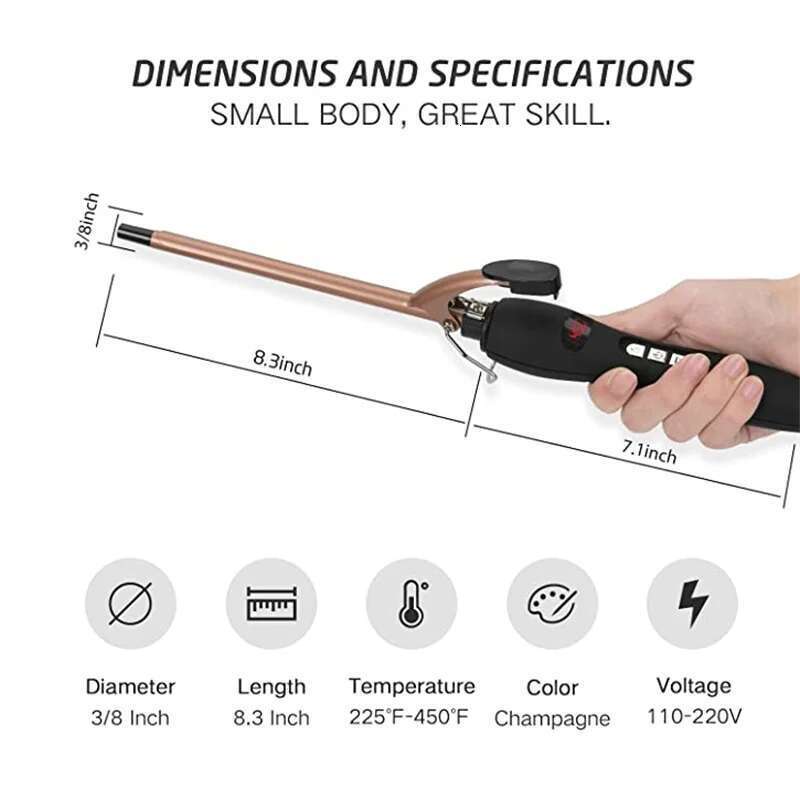 Salon Use Professional Thin for Long & Short Electric Temperature Adjustable Hair Curler Curling Wand