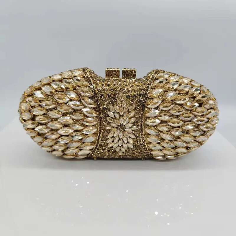 New Style Woman Purple Champagne Clutch Purse Gala Bridal Crystal Wedding Party Dinner Evening Bag Hollow Dia Handbag