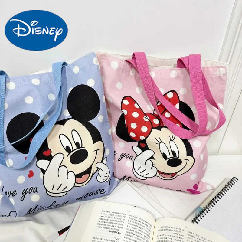 Disney 2025 New Mickey Canvas BagVersatile Womens Shoulder BagCommuting Tote BagLarge Capacity Tote BagMummy BagXJ250515