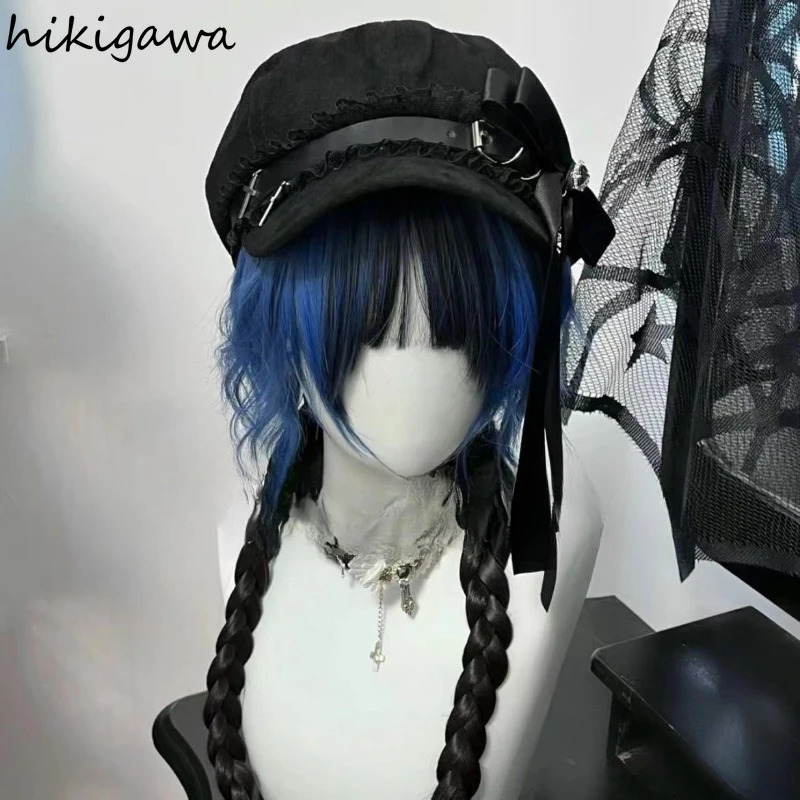 Women Harajuku Gothic Lolita Beret Hat Cap Y2K Girl Bow Punk Patchwork Lace Handmake Decorative Sun Hats 2025 Gorras Para Mujer 250514