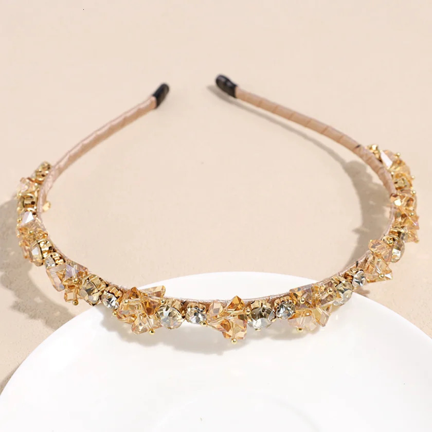 Fashion Crystal Bezel Headwear Women Headband Girls Vintage Hair Bands Hairband Hoop for Wedding Party Hair Jewelry Accessories 250509