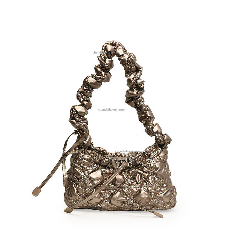 2025 Women's Korean Popular Drawstring Shoulder Bag With Folded Cloud Zipper And Bright Face Fashion Commuter Bag New Style Free Delivery Crossbo