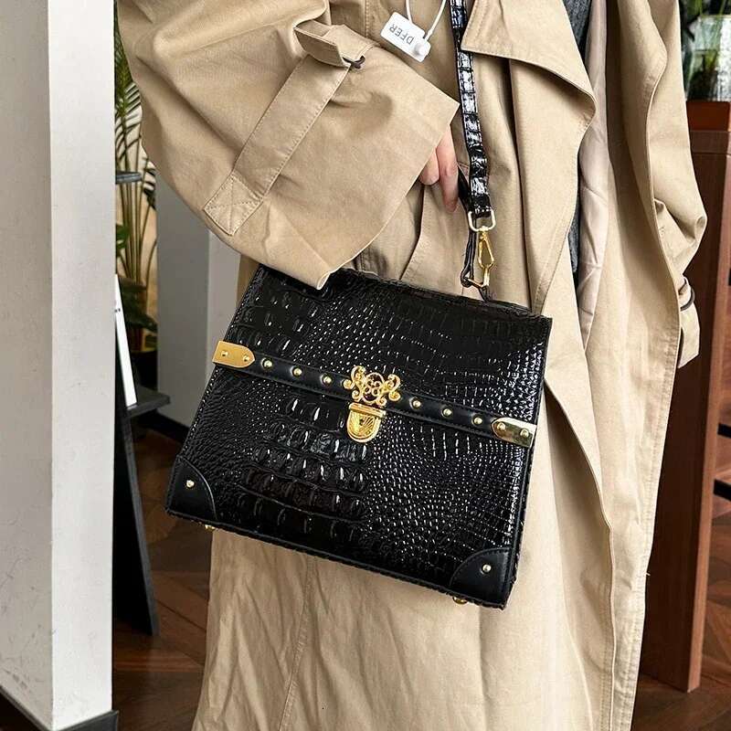 Small Square For Women Top Brand Shoulder Designer Handbag Classic Femme Crocodile Pattern Crossbody Bag