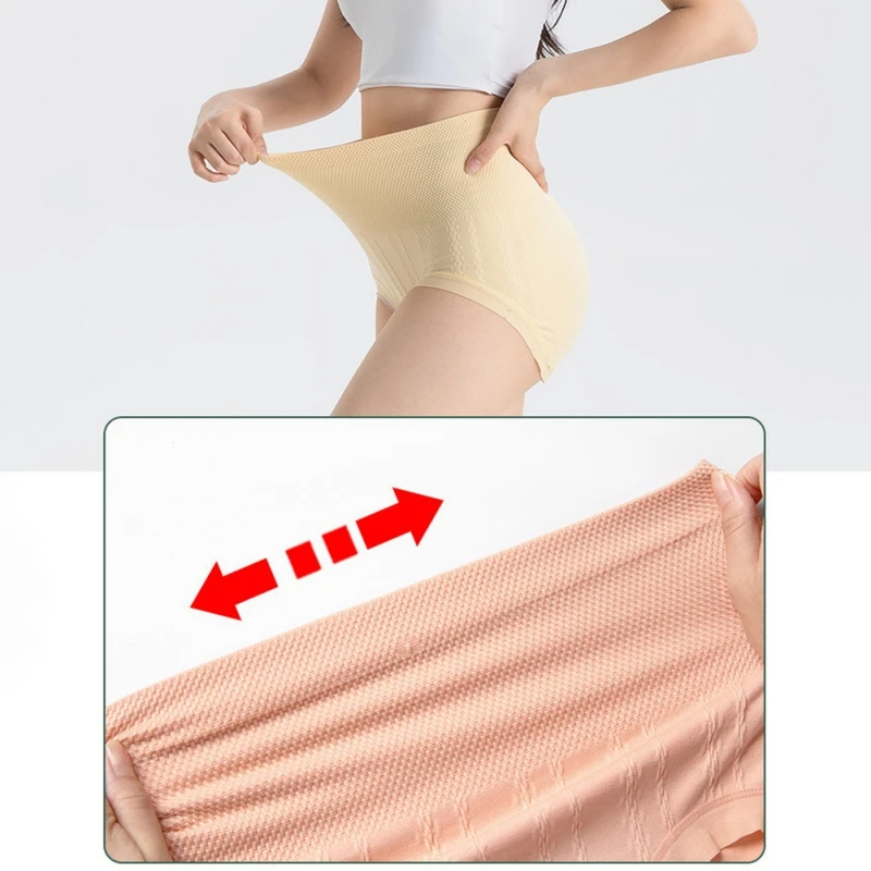 High-Waist Cotton Underwear Women's Seamless Triangle Waist Shapewear Comfortable Breathable Plus Size Underpants Breathable Elastic Slimming Und