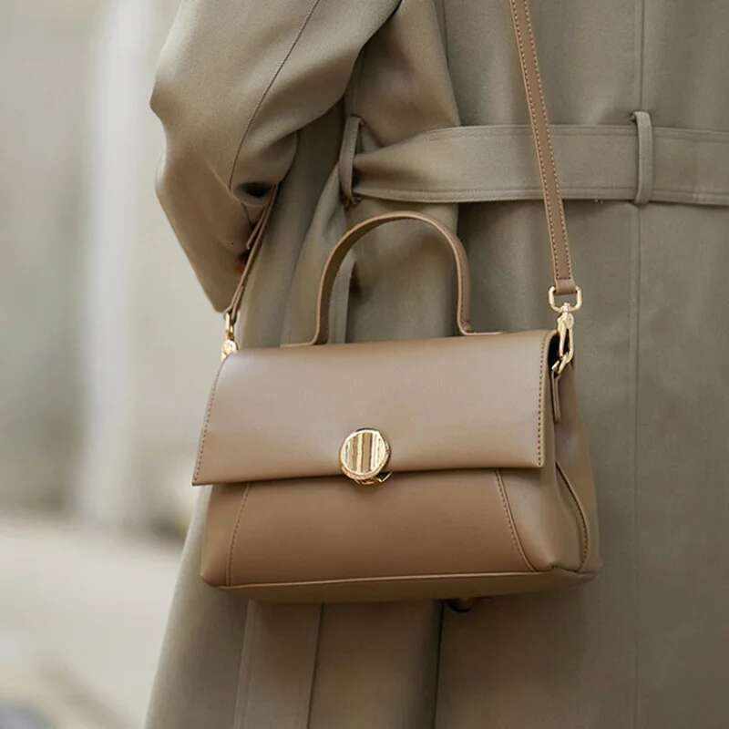 Genuine Leather Women's Cowhide Fashionable Version High-End Feeling Shoulder Bag Handbag
