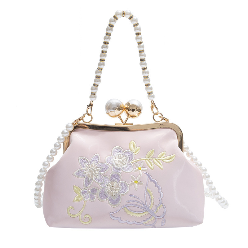 2025 New Embroidered Chinese Style Cheongsam Handbag with Female Niche Design Chain Beaded Single Shoulder Crossbody Bag