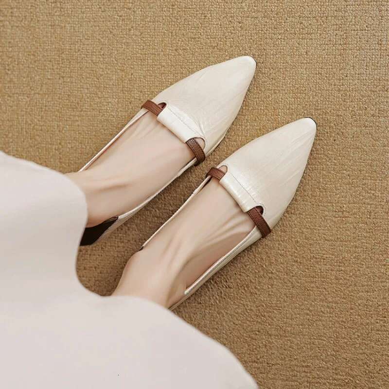 Women's Fashion Light Weight Brown Slip-On Flat Casual Black PU Leather Office Loers Spring Season Women Shoes Shallow
