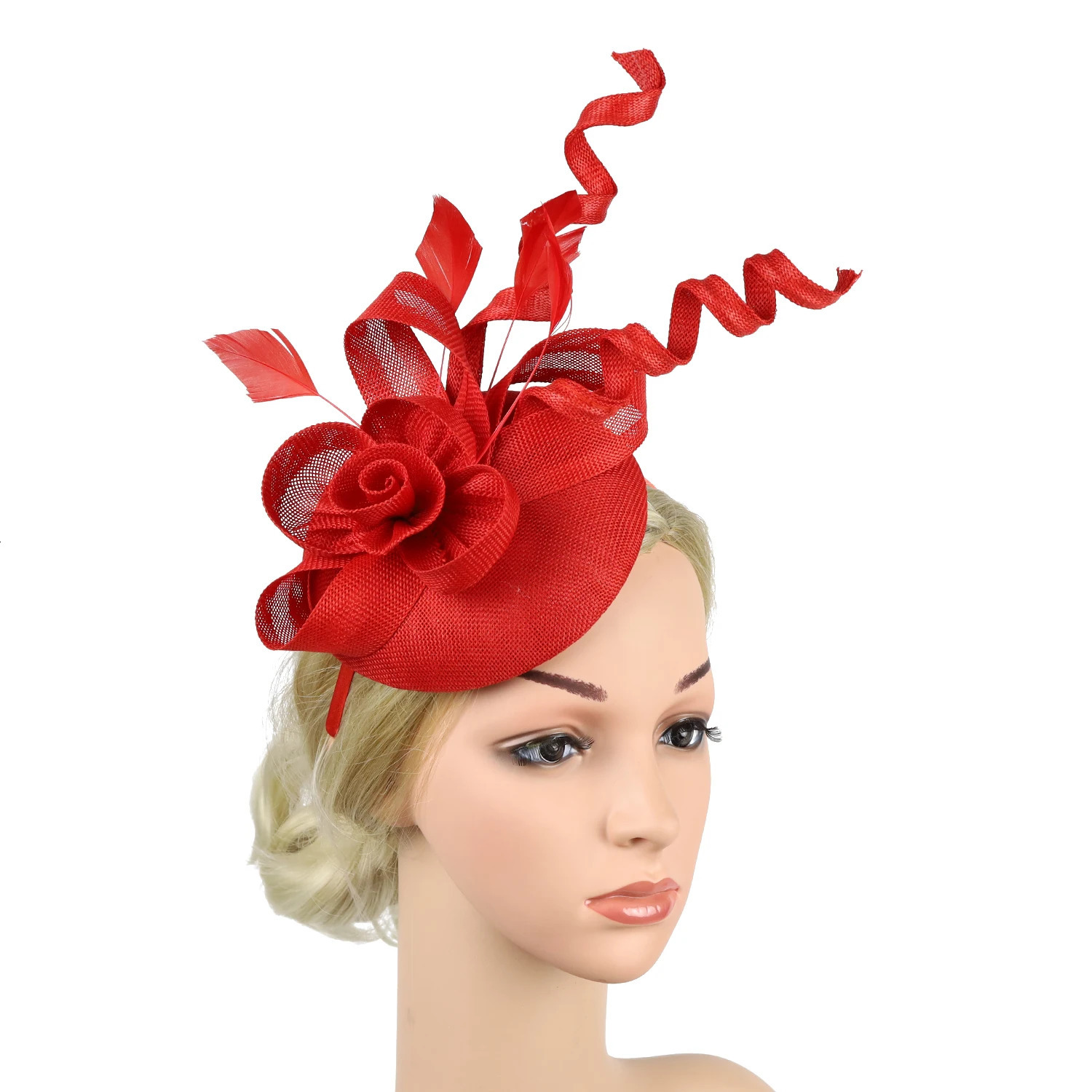 Sinamay Lady Flower Fascinator HatHeadband with ClipsPillbox Hat Cocktail Tea Party Headwear for Women 250514