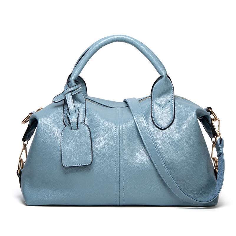 Fashion and Elegant Large Capacity Oil Wax Tote, Convenient Solid Artificial Leather Boston Crossbody Zipper Lock Anti-theft Commuter Double Handle De