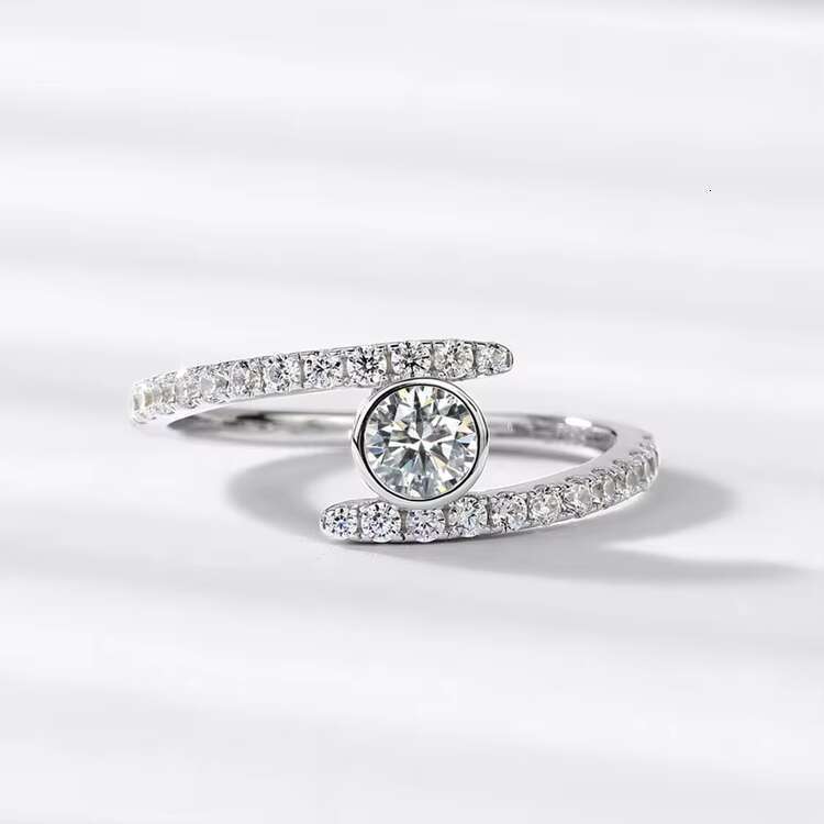 Jewelry 0.3/0.5/1ct/2ct/3ct Classic Wedding Engagement Pure Silver Carbonaceous Silica Ring Popular