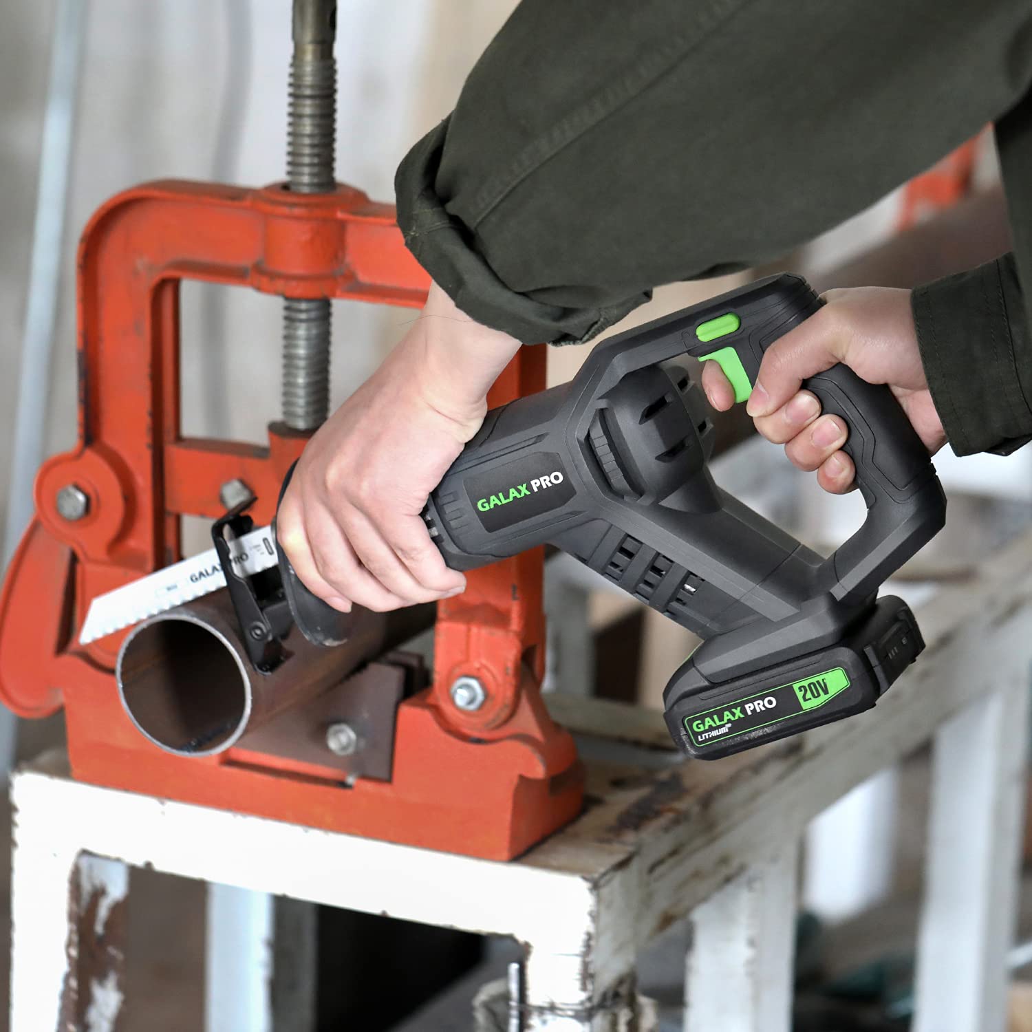 GALAX PRO 20V System Battery Reciprocating Saws with Battery and Charger Stroke Length 22 mm Battery Saw for Cutting Wood Plastic